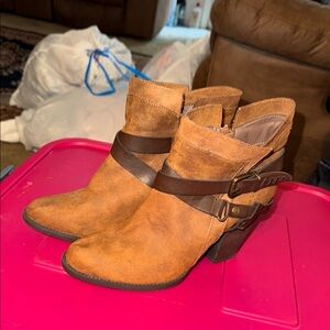 Mossimo Supply Co Brown Ankle Booties with Side Buckle